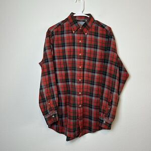 Viyella Bullock & Jones Shirt Men Medium Red Plaid Wool Cotton Button Down
